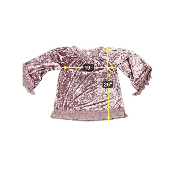 Indigo Thread Co. Velvet Fringe Boho Top Large Off-Shoulder Shimmer Night Out - Picture 10 of 11